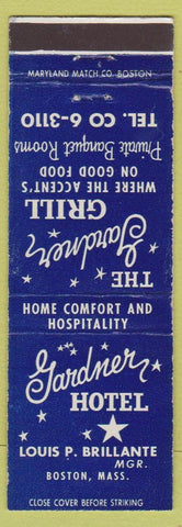 Matchbook Cover - Gardner Hotel Boston MA