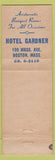 Matchbook Cover - Gardner Hotel Boston MA