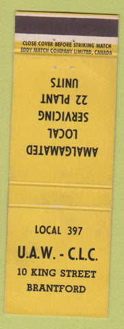 Matchbook Cover - UAW CLC Brantford ON