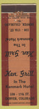 Matchbook Cover - Ken Grill Kenmark Hotel Denver Colorado