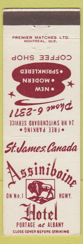 Matchbook Cover - Assinibaine Hotel St James BC