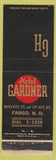 Matchbook Cover - Hotel Gardner Fargo ND