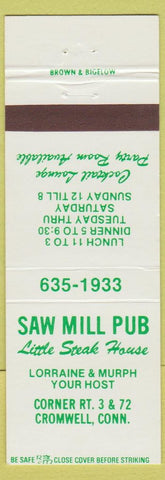 Matchbook Cover - Saw Mill Pub Cromwell CT