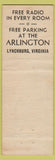 Matchbook Cover - Arlington Hotel Lynchburg VA WORN