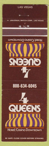 Matchbook Cover - 4 Queens Hotel Casino Las Vegas NV