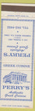 Matchbook Cover - Perry's Greek Restaurant Pompano Beach FL
