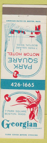 Matchbook Cover - Georgian Restaurant Boston MA Park Square Motor Hotel