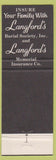 Matchbook Cover - Langford's Funeral Home Jonesboro AR WEAR