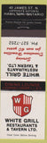 Matchbook Cover - White Grill Restaurant Hamilton ON