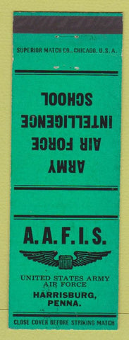 Matchbook Cover - Army Air Force Intelligence School Harrisburg PA green