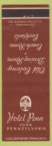 Matchbook Cover - Hotel Penn York PA