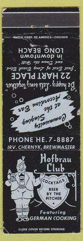 Matchbook Cover - Hofbrau Club Long Beach CA German Food