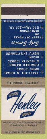 Matchbook Cover - Hotel Henrley ST Catharines ON