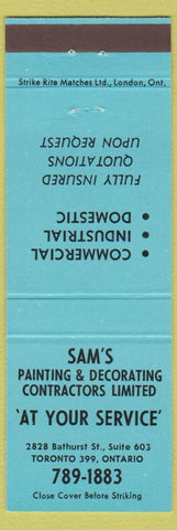 Matchbook Cover - Sam's Painting Decorating Toronto ON