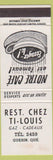 Matchbook Cover - Restaurant Chez Ti Louis Guerin QC WEAR