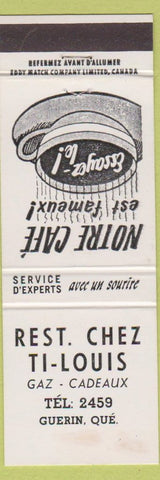 Matchbook Cover - Restaurant Chez Ti Louis Guerin QC WEAR