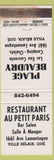 Matchbook Cover - Restaurant Au Petit Paris Ville Belair QC