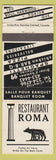 Matchbook Cover - Restaurant Roma Pizza BBQ Dorion QC