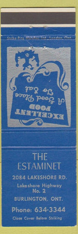 Matchbook Cover - Estaminet Restaurant Burlington ON