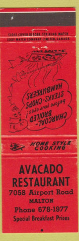 Matchbook Cover - Avacado Restaurant Malton ON
