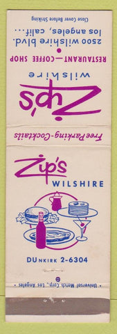 Matchbook Cover - Zip's Wilshire Restaurant Los Angeles CA