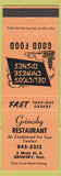 Matchbook Cover - Grimsby Restaurant ON