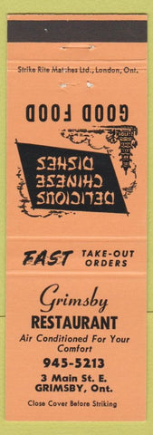 Matchbook Cover - Grimsby Restaurant ON