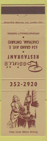 Matchbook Cover - Rossini's Restaurant Chatham ON