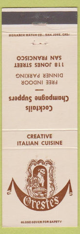 Matchbook Cover - Oreste's Italian Restaurant San Francisco CA