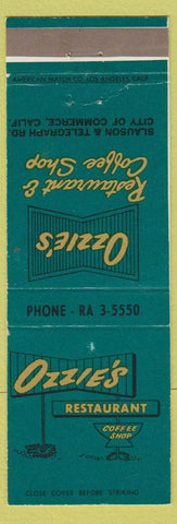 Matchbook Cover - Ozzie's Restaurant City of Commerce CA