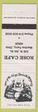 Matchbook Cover - Rose Cafe Martins Ferry OH bear