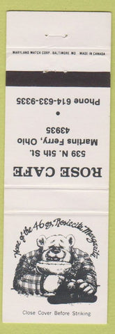Matchbook Cover - Rose Cafe Martins Ferry OH bear