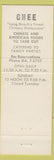 Matchbook Cover - Chee Chinese Restaurant Long Beach CA
