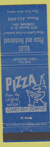 Matchbook Cover - Vilos Pizza and Restaurant London ON