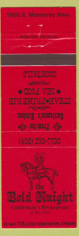 Matchbook Cover - Bold Knight Cattleman's Restaurant San Jose CA
