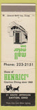 Matchbook Cover - Henrici's Restaurant Mall Motor Inn Dayton OH