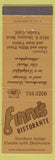 Matchbook Cover - Finni's Restaurant Visalia CA
