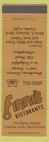 Matchbook Cover - Finni's Restaurant Visalia CA