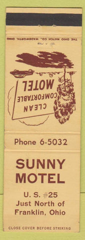 Matchbook Cover - Sunny Motel Franklin OH