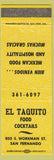 Matchbook Cover - El Taquito Mexican Restaurant San Fernando CA