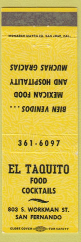 Matchbook Cover - El Taquito Mexican Restaurant San Fernando CA