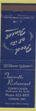 Matchbook Cover - Towerette Restaurant London ON