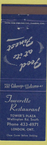Matchbook Cover - Towerette Restaurant London ON