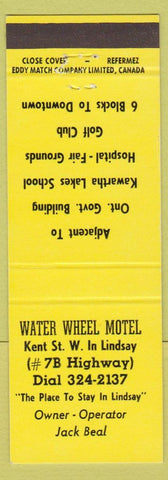 Matchbook Cover - Water Wheel Motel Lindsay ON