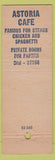 Matchbook Cover - Astoria Cafe Warren OH
