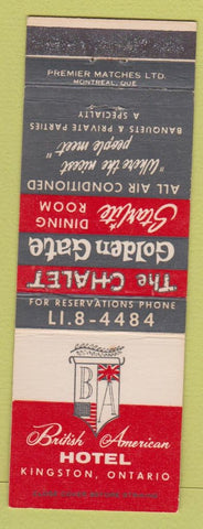 Matchbook Cover - British American Hotel Kingston ON