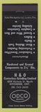 Matchbook Cover - H and O Centerless Grinnging ODCO Kitchener ON