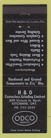 Matchbook Cover - H and O Centerless Grinnging ODCO Kitchener ON