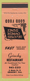 Matchbook Cover - Grimsby Restaurant ON