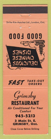 Matchbook Cover - Grimsby Restaurant ON